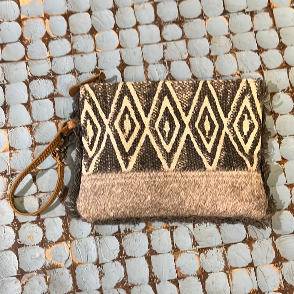 Myra bag Bohemian Brown and Cream Geometric Clutch